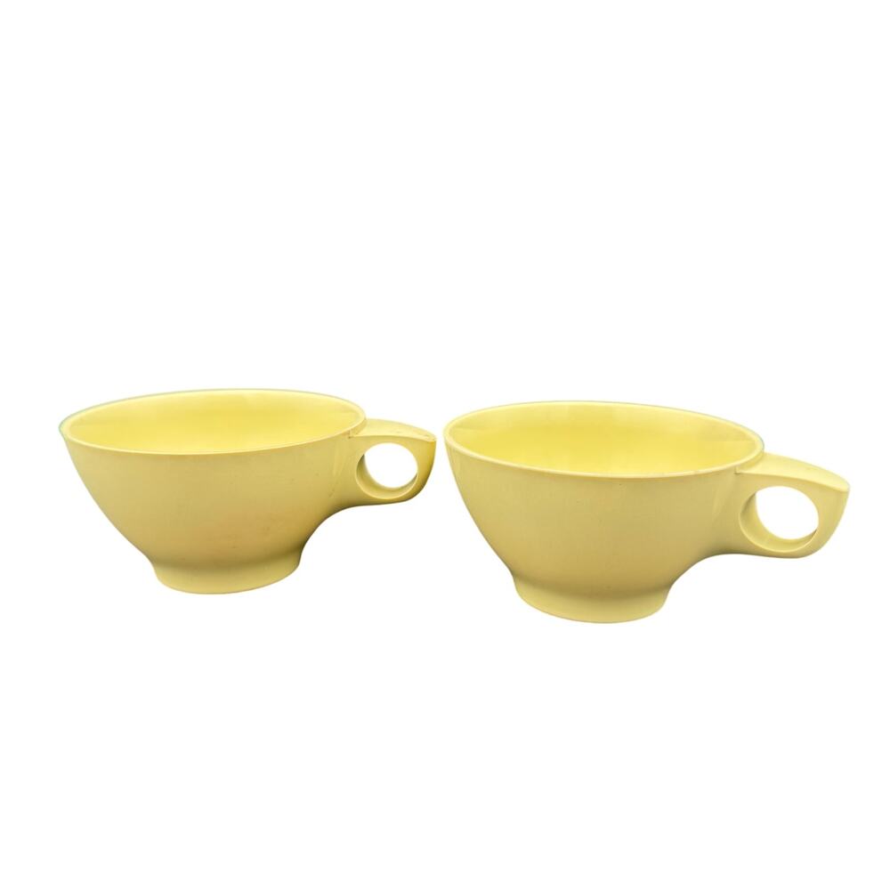 Vintage Boontonware Yellow Coffee Cups Melmac
